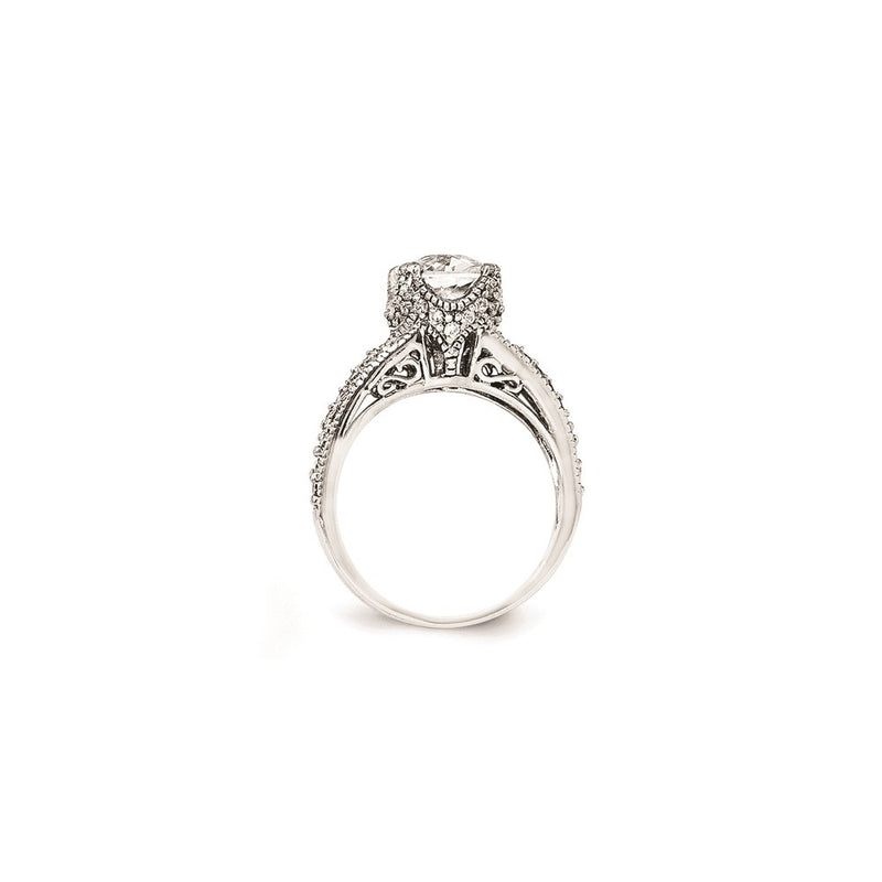 Sterling Silver Cheryl M Checker-Cut Cz Ring