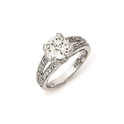 Sterling Silver Cheryl M Checker-Cut Cz Ring