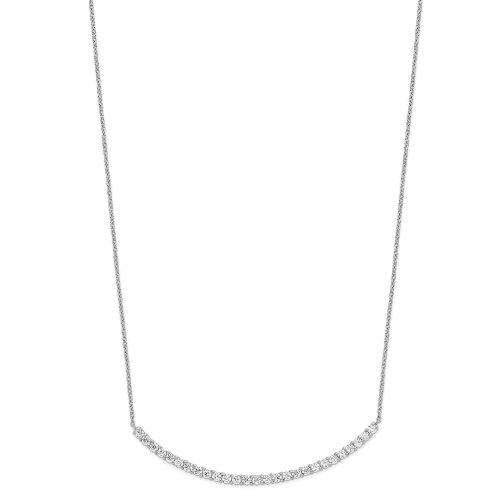 Sterling Silver Cheryl M Rhodium-Plated Brilliant-Cut Cz Curved Bar 18 Inch Necklace