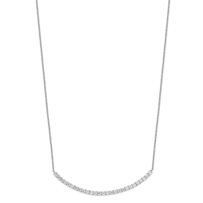 Sterling Silver Cheryl M Rhodium-Plated Brilliant-Cut Cz Curved Bar 18 Inch Necklace