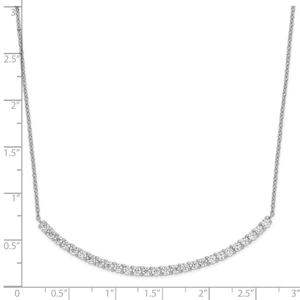 Sterling Silver Cheryl M Rhodium-Plated Brilliant-Cut Cz Curved Bar 18 Inch Necklace