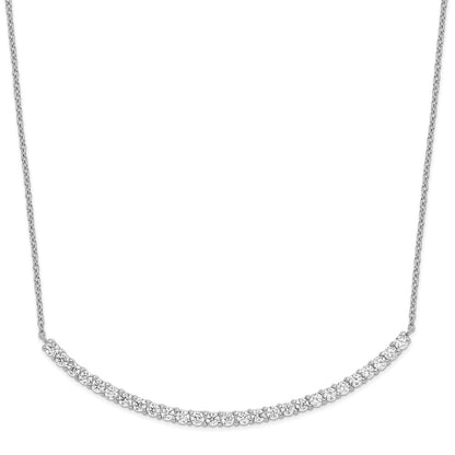 Sterling Silver Cheryl M Rhodium-Plated Brilliant-Cut Cz Curved Bar 18 Inch Necklace