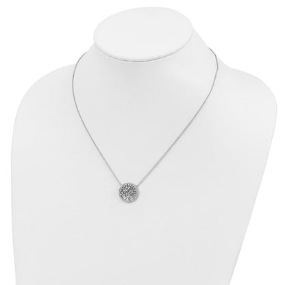 Sterling Silver Cheryl M Rhodium-Plated Brilliant-Cut Cz Tree Of Life 18 Inch Necklace