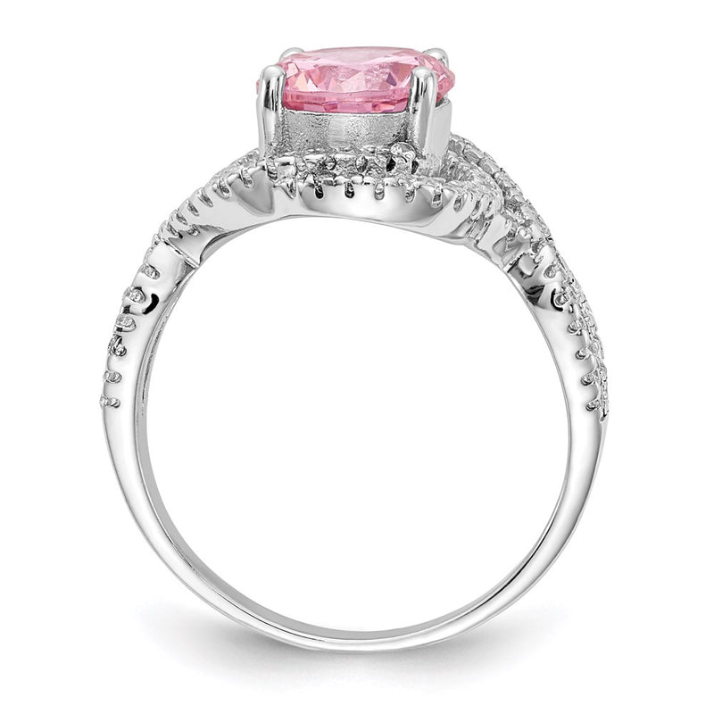 Sterling Silver Cheryl M Rhodium-Plated Fancy Pink And White Brilliant-Cut Cz Ring