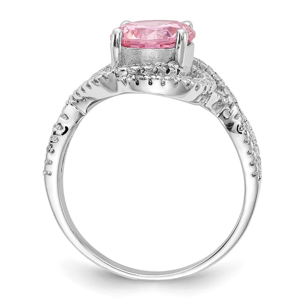 Sterling Silver Cheryl M Rhodium-Plated Fancy Pink And White Brilliant-Cut Cz Ring