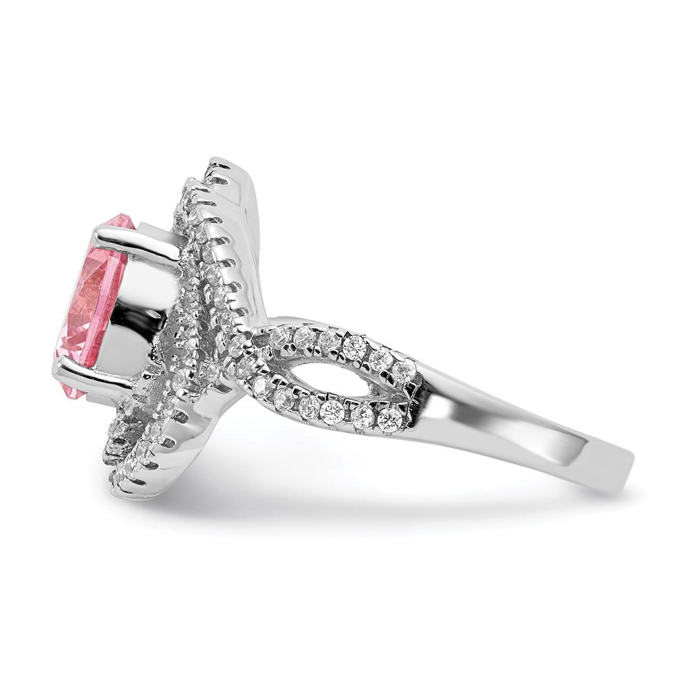 Sterling Silver Cheryl M Rhodium-Plated Fancy Pink And White Brilliant-Cut Cz Ring