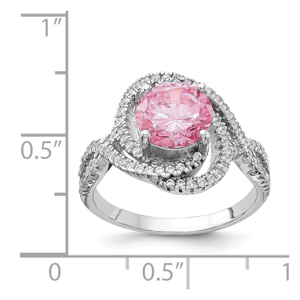 Sterling Silver Cheryl M Rhodium-Plated Fancy Pink And White Brilliant-Cut Cz Ring