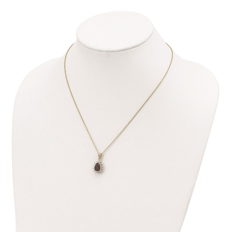 Sterling Silver Cheryl M Gold-Plated Brown And White Brilliant-Cut Cz Teardrop 18.5 Inch Necklace