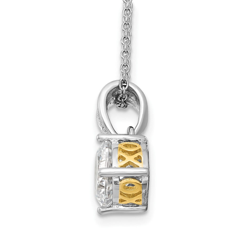 Sterling Silver Cheryl M Rhodium-Plated With Gold-Plated Accent Brilliant-Cut 8mm Cz Xo Gallery 18 Inch Necklace