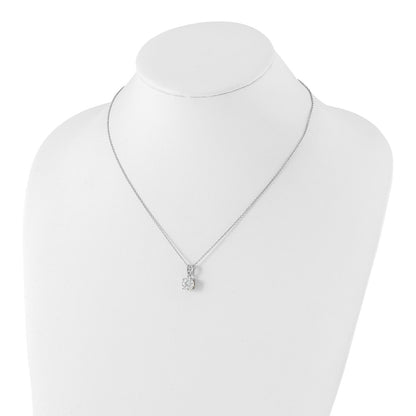 Sterling Silver Cheryl M Rhodium-Plated With Gold-Plated Accent Brilliant-Cut 8mm Cz Xo Gallery 18 Inch Necklace