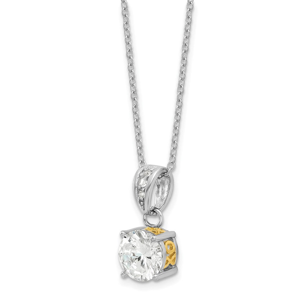Sterling Silver Cheryl M Rhodium-Plated With Gold-Plated Accent Brilliant-Cut 8mm Cz Xo Gallery 18 Inch Necklace