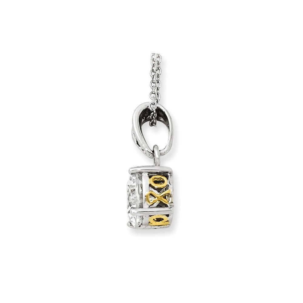 Sterling Silver Cheryl M Rhodium-Plated With Gold-Plated Accent Brilliant-Cut 8mm Cz Xo Gallery 18 Inch Necklace