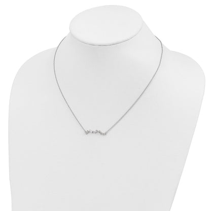 Sterling Silver Cheryl M Rhodium-Plated Emerald-Cut Cz Bar 18 Inch Necklace