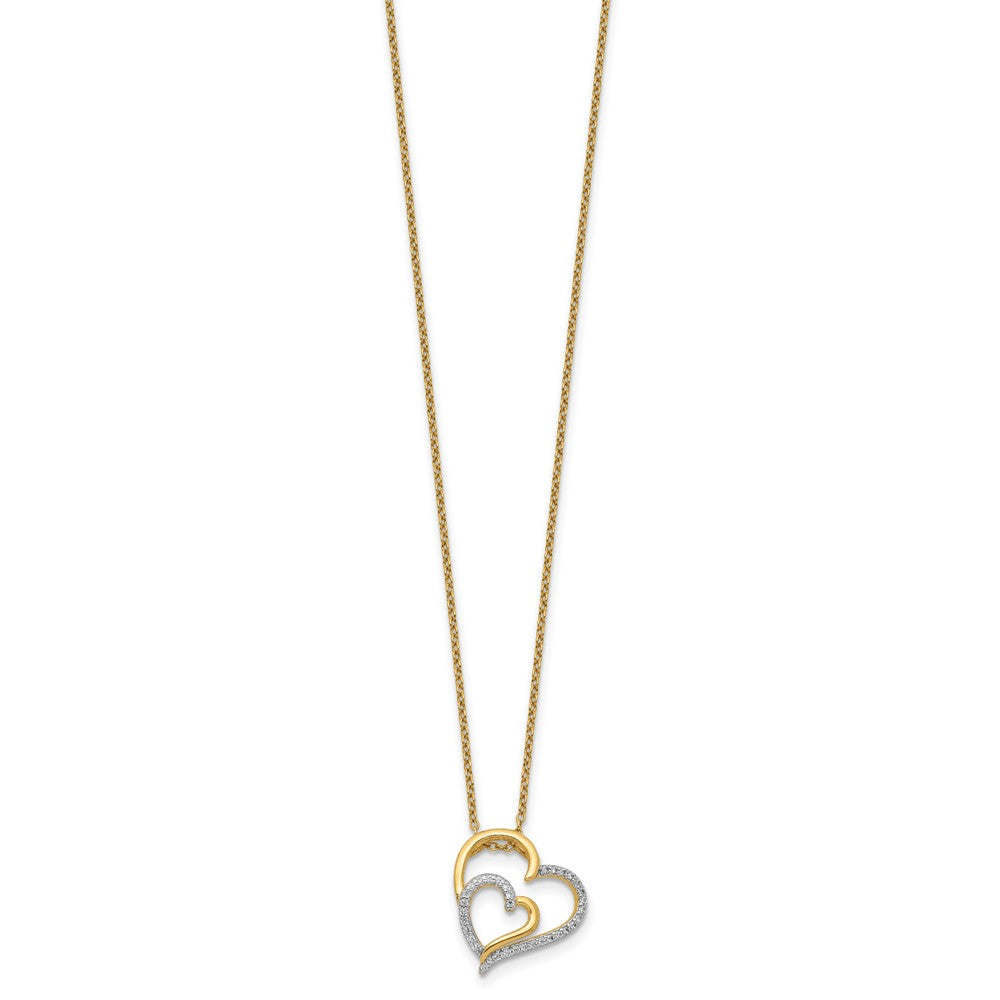 Sterling Silver Cheryl M Gold-Plated Brilliant-Cut Cz Fancy Double Heart 18 Inch Necklace