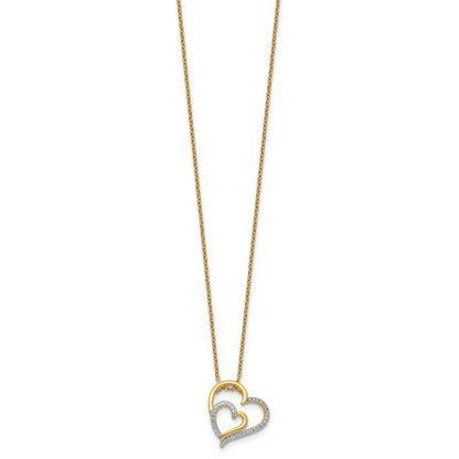 Sterling Silver Cheryl M Gold-Plated Brilliant-Cut Cz Fancy Double Heart 18 Inch Necklace