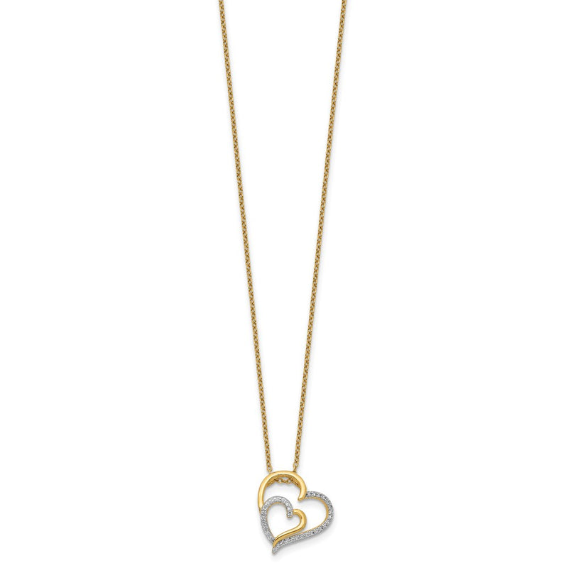 Sterling Silver Cheryl M Gold-Plated Brilliant-Cut Cz Fancy Double Heart 18 Inch Necklace