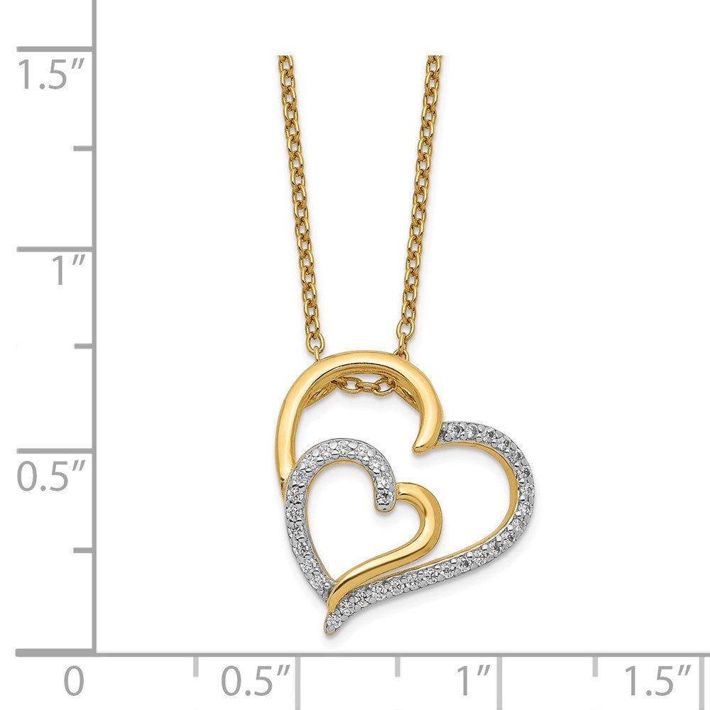 Sterling Silver Cheryl M Gold-Plated Brilliant-Cut Cz Fancy Double Heart 18 Inch Necklace