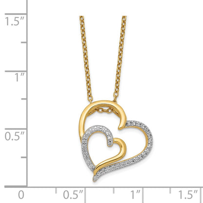 Sterling Silver Cheryl M Gold-Plated Brilliant-Cut Cz Fancy Double Heart 18 Inch Necklace