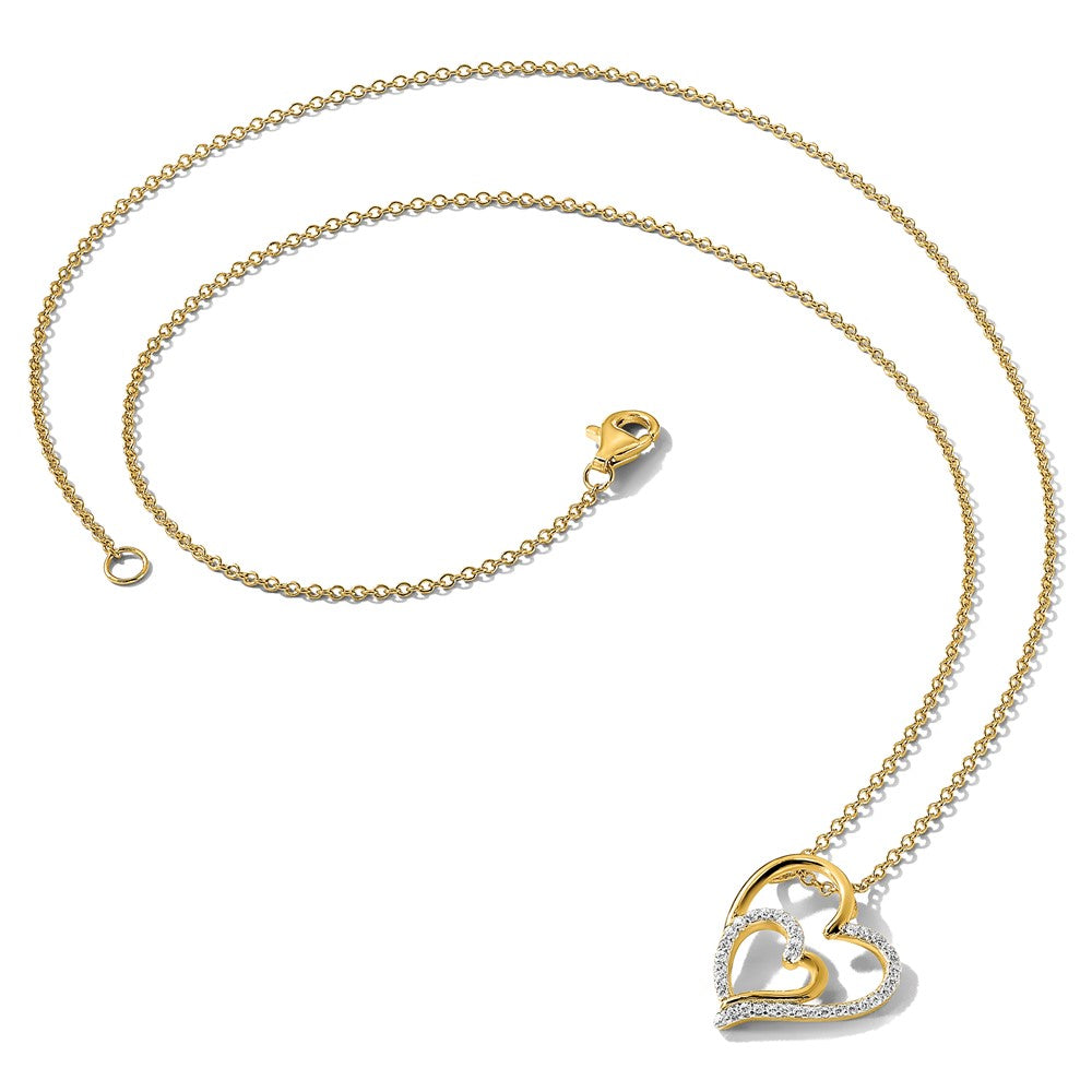 Sterling Silver Cheryl M Gold-Plated Brilliant-Cut Cz Fancy Double Heart 18 Inch Necklace
