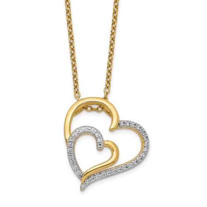 Sterling Silver Cheryl M Gold-Plated Brilliant-Cut Cz Fancy Double Heart 18 Inch Necklace