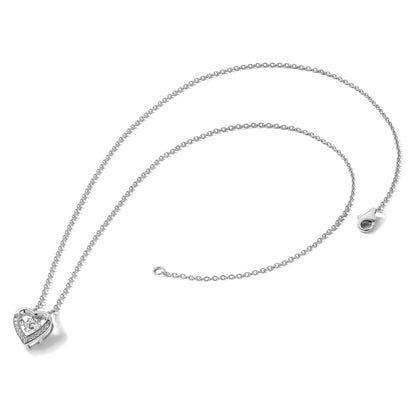 Sterling Silver Cheryl M Rhodium-Plated Brilliant-Cut Vibrant Cz Heart 18 Inch Necklace