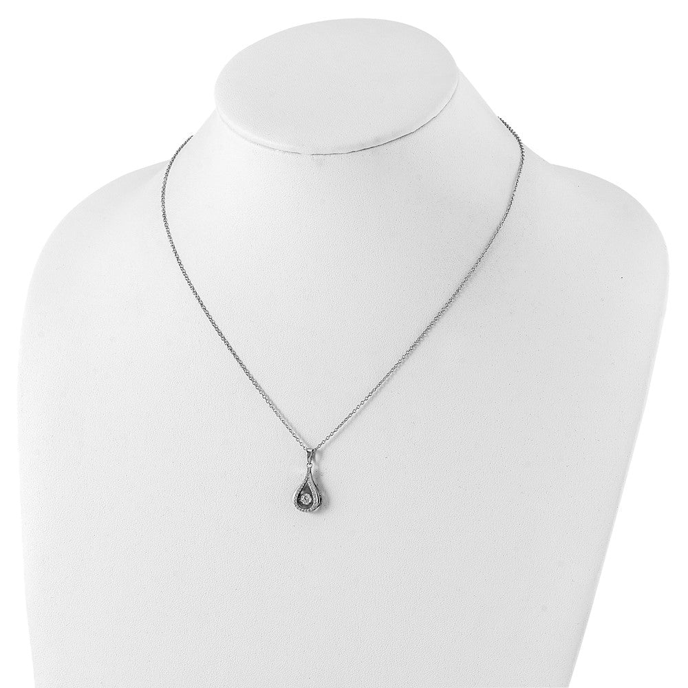 Sterling Silver Cheryl M Rhodium-Plated Brilliant-Cut Vibrant Cz Teardrop 18 Inch Necklace