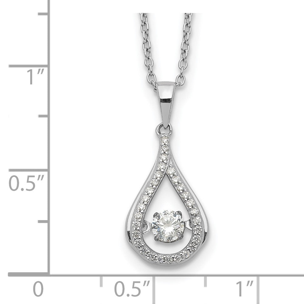 Sterling Silver Cheryl M Rhodium-Plated Brilliant-Cut Vibrant Cz Teardrop 18 Inch Necklace