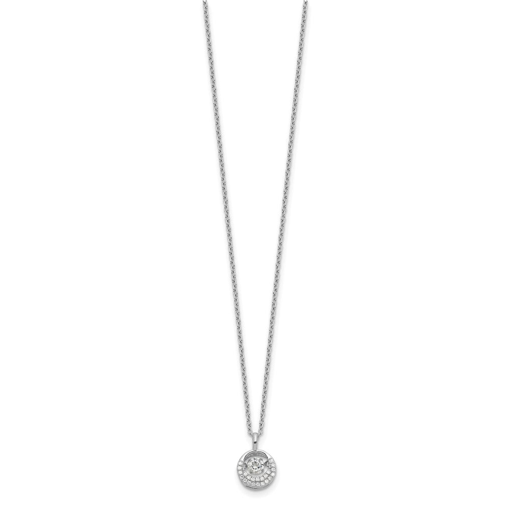 Sterling Silver Cheryl M Rhodium-Plated Brilliant-Cut Vibrant Cz Circle 18 Inch Necklace