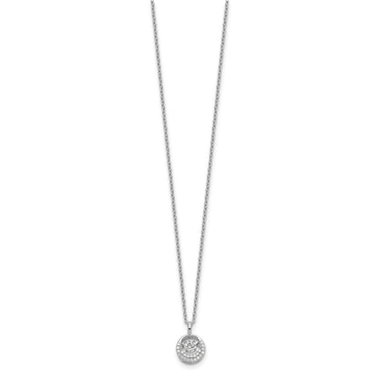 Sterling Silver Cheryl M Rhodium-Plated Brilliant-Cut Vibrant Cz Circle 18 Inch Necklace