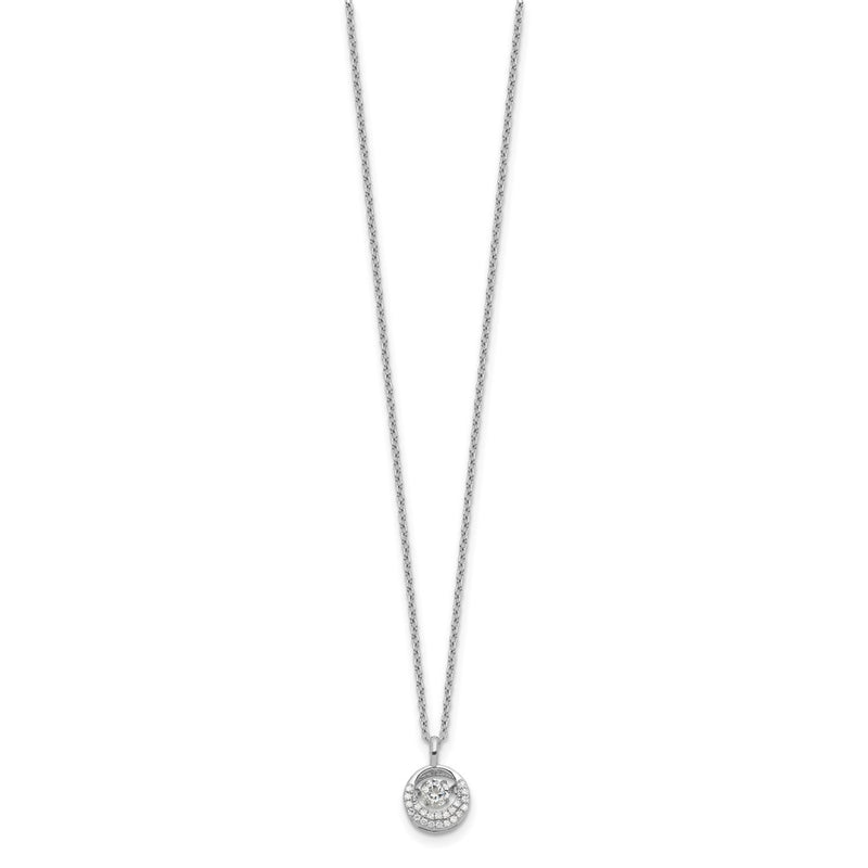 Sterling Silver Cheryl M Rhodium-Plated Brilliant-Cut Vibrant Cz Circle 18 Inch Necklace