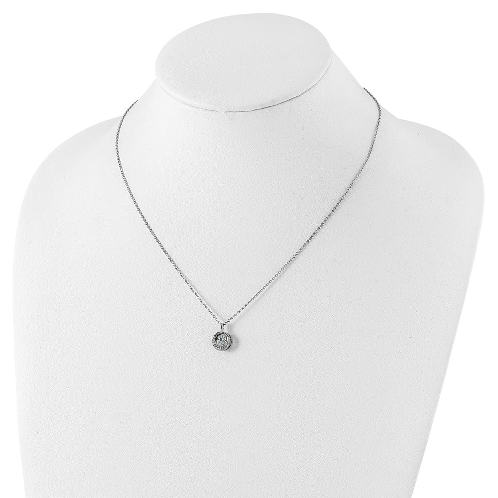 Sterling Silver Cheryl M Rhodium-Plated Brilliant-Cut Vibrant Cz Circle 18 Inch Necklace