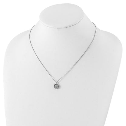 Sterling Silver Cheryl M Rhodium-Plated Brilliant-Cut Vibrant Cz Circle 18 Inch Necklace