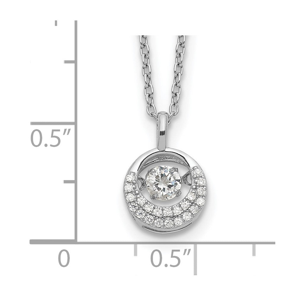 Sterling Silver Cheryl M Rhodium-Plated Brilliant-Cut Vibrant Cz Circle 18 Inch Necklace