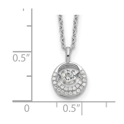 Sterling Silver Cheryl M Rhodium-Plated Brilliant-Cut Vibrant Cz Circle 18 Inch Necklace