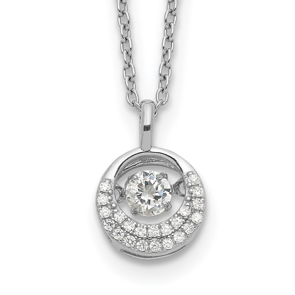 Sterling Silver Cheryl M Rhodium-Plated Brilliant-Cut Vibrant Cz Circle 18 Inch Necklace