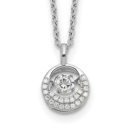 Sterling Silver Cheryl M Rhodium-Plated Brilliant-Cut Vibrant Cz Circle 18 Inch Necklace