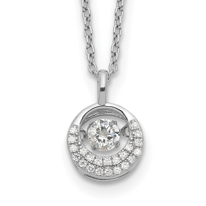 Sterling Silver Cheryl M Rhodium-Plated Brilliant-Cut Vibrant Cz Circle 18 Inch Necklace