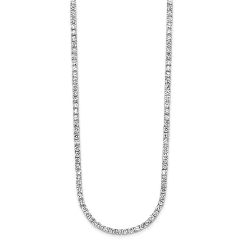Sterling Silver Cheryl M Rhodium-Plated Brilliant-Cut Cz 18 Inch Necklace