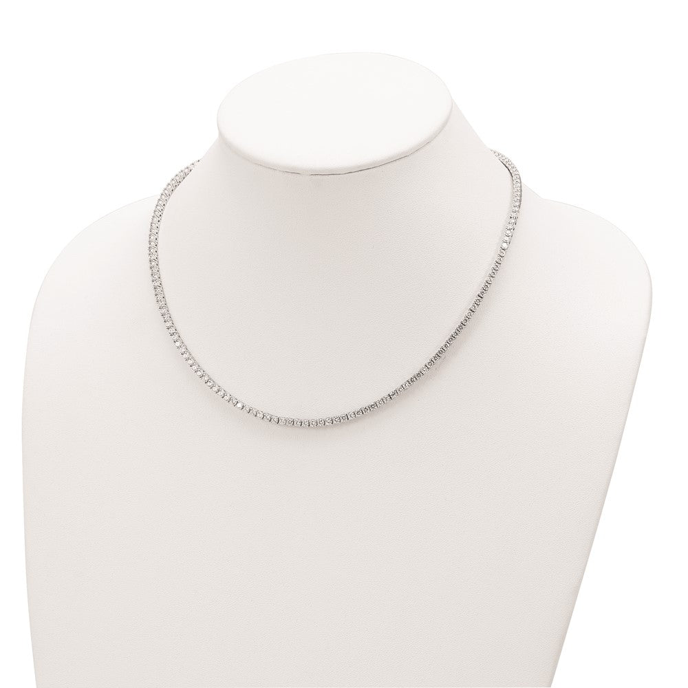 Sterling Silver Cheryl M Rhodium-Plated Brilliant-Cut Cz 18 Inch Necklace