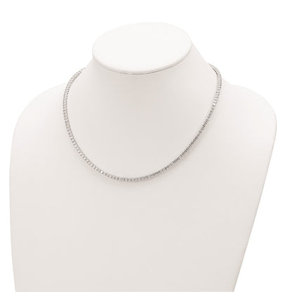 Sterling Silver Cheryl M Rhodium-Plated Brilliant-Cut Cz 18 Inch Necklace
