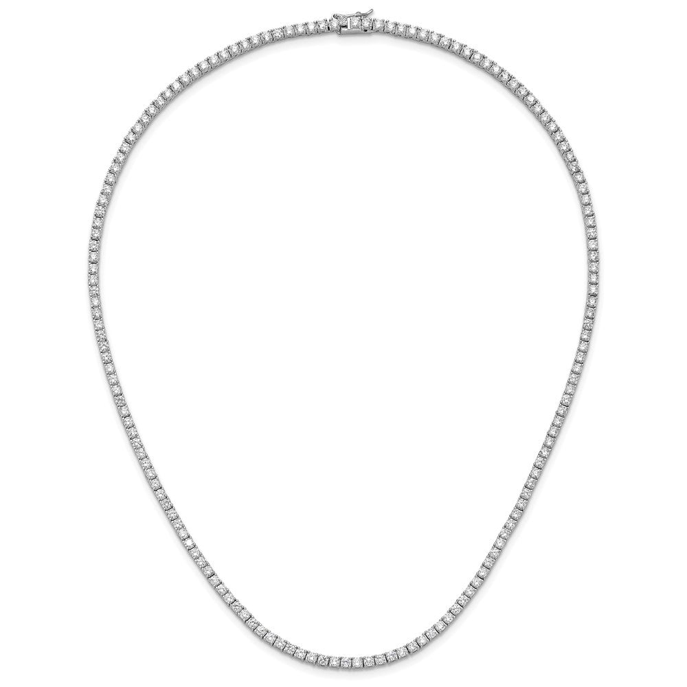 Sterling Silver Cheryl M Rhodium-Plated Brilliant-Cut Cz 18 Inch Necklace