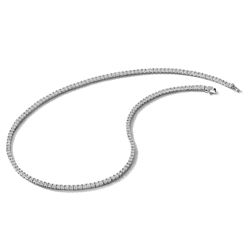 Sterling Silver Cheryl M Rhodium-Plated Brilliant-Cut Cz 18 Inch Necklace