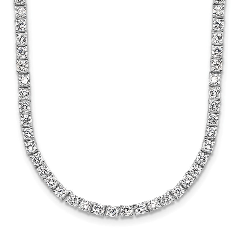 Sterling Silver Cheryl M Rhodium-Plated Brilliant-Cut Cz 18 Inch Necklace