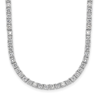Sterling Silver Cheryl M Rhodium-Plated Brilliant-Cut Cz 18 Inch Necklace