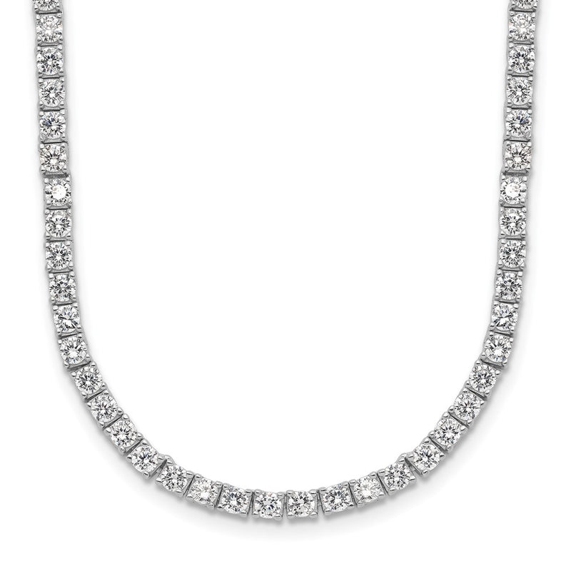 Sterling Silver Cheryl M Rhodium-Plated Brilliant-Cut Cz 18 Inch Necklace