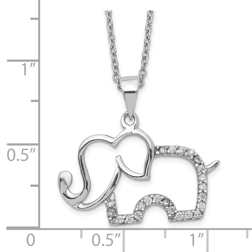 Sterling Silver Cheryl M Rhodium Plated Brilliant-Cut Cz Elephant 18.25 Inch Necklace