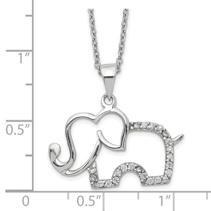Sterling Silver Cheryl M Rhodium Plated Brilliant-Cut Cz Elephant 18.25 Inch Necklace