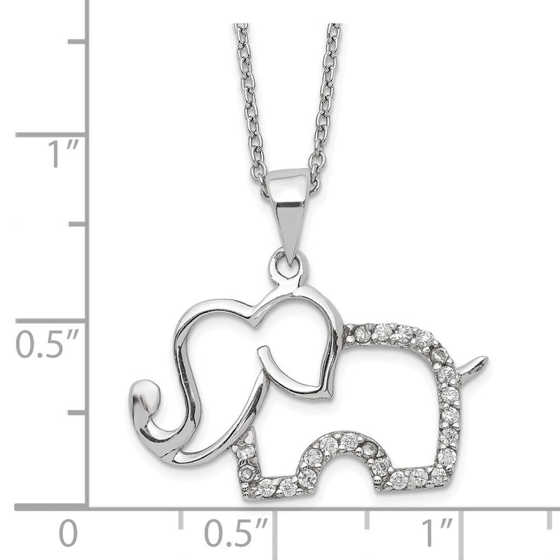 Sterling Silver Cheryl M Rhodium Plated Brilliant-Cut Cz Elephant 18.25 Inch Necklace