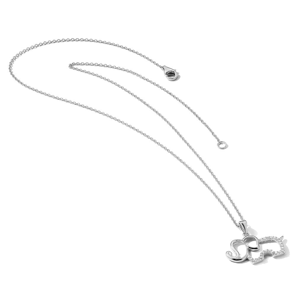 Sterling Silver Cheryl M Rhodium Plated Brilliant-Cut Cz Elephant 18.25 Inch Necklace