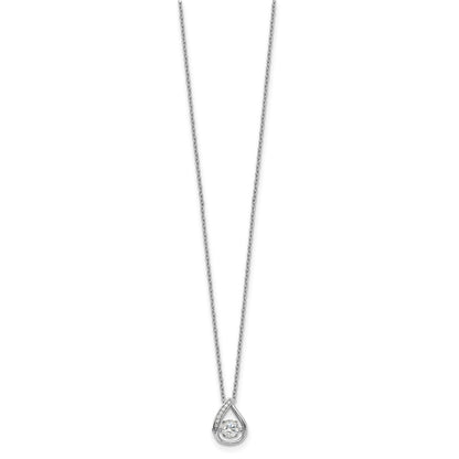 Sterling Silver Cheryl M Rhodium-Plated Brilliant-Cut Vibrant Cz Teardrop 18 Inch Necklace